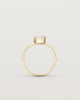 Standing view of the Tiny Half Moon Ring | Moonstone in yellow gold.
