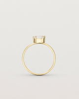 Standing view of the Tiny Half Moon Ring | Moonstone in yellow gold.