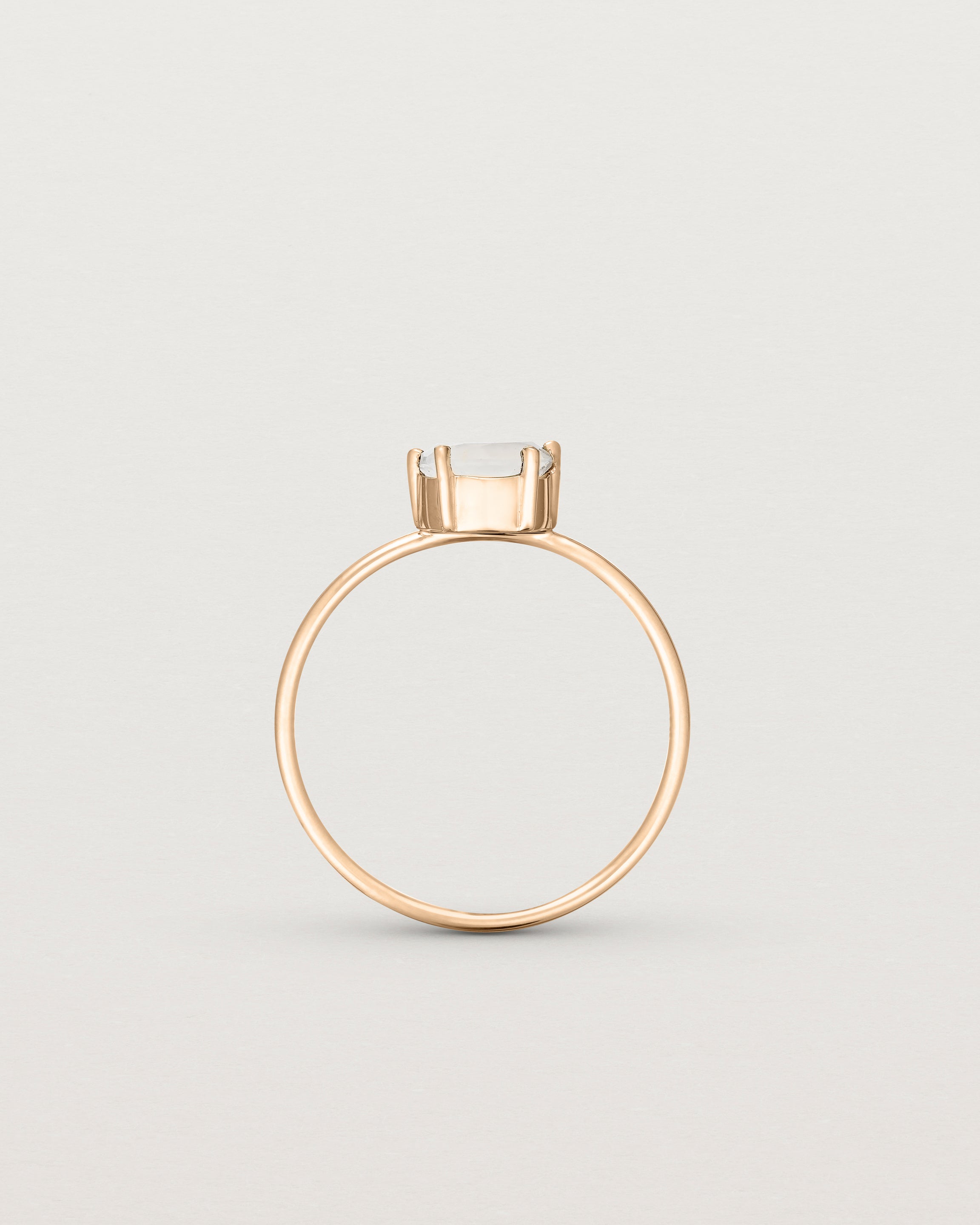 Standing view of the Tiny Half Moon Ring | Moonstone in rose gold.