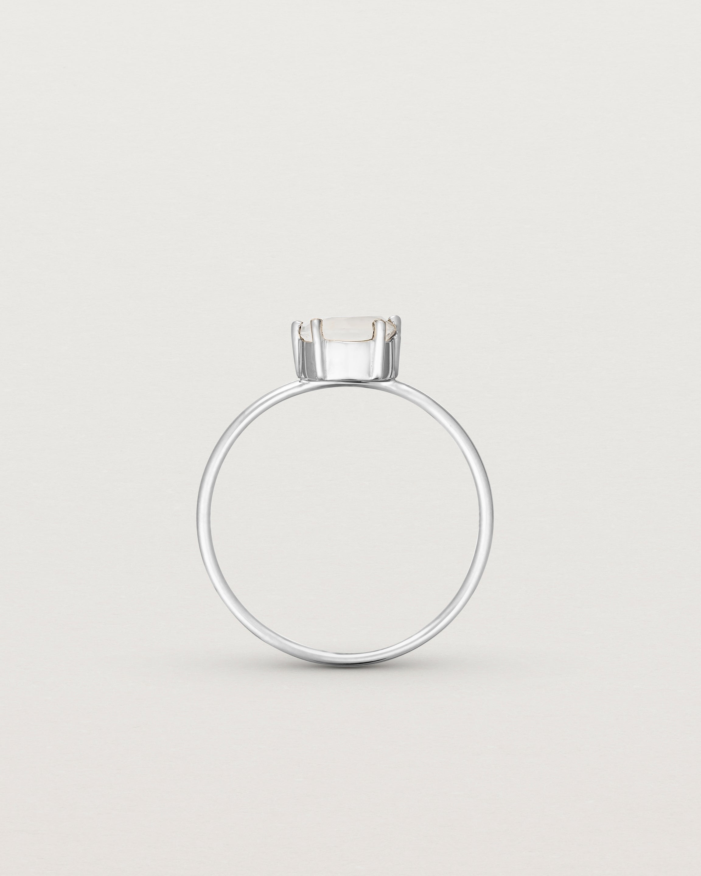 Standing view of the Tiny Half Moon Ring | Moonstone in sterling silver.