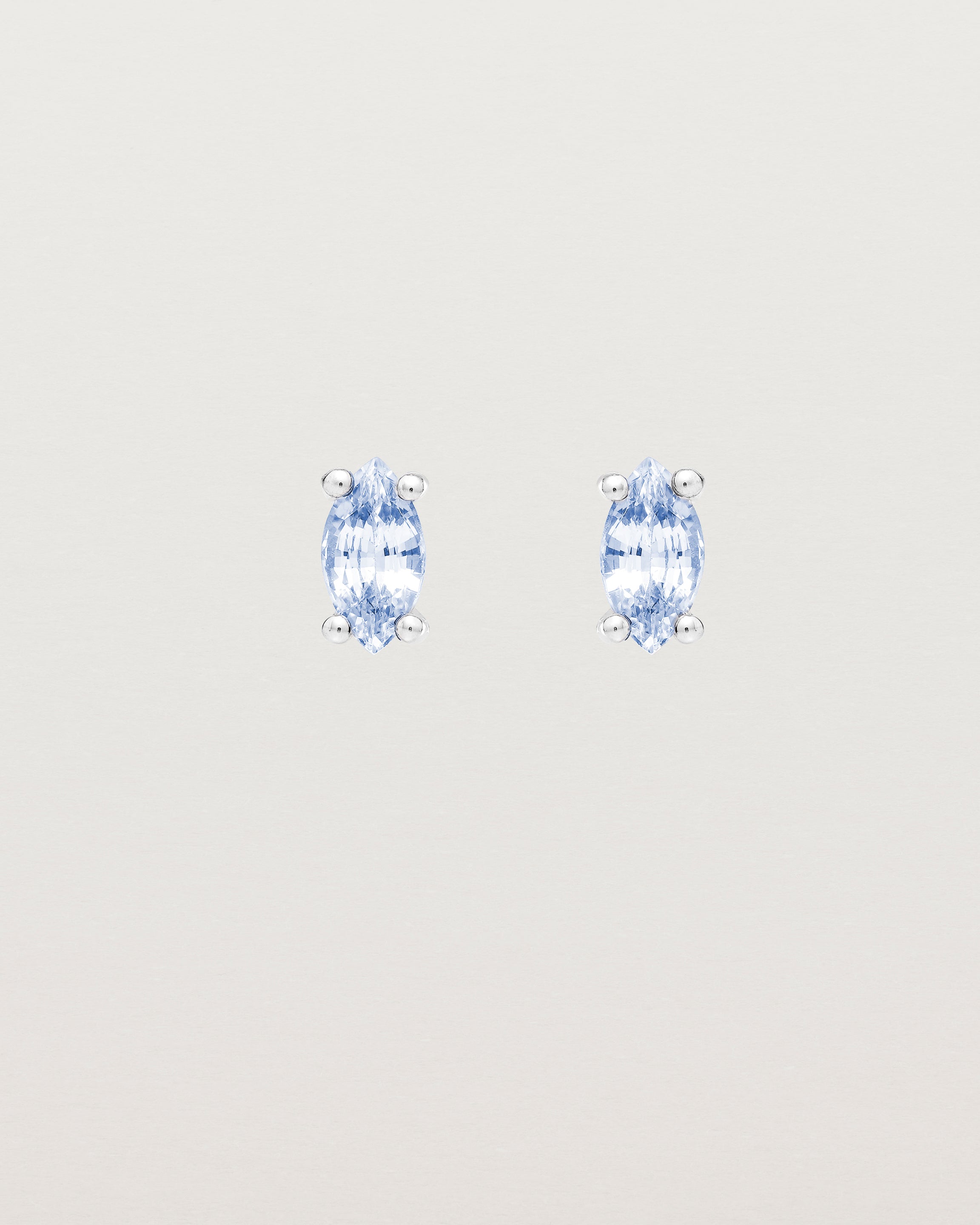 Front view of the Tiny Marquise Studs | Sapphire | Sterling Silver.