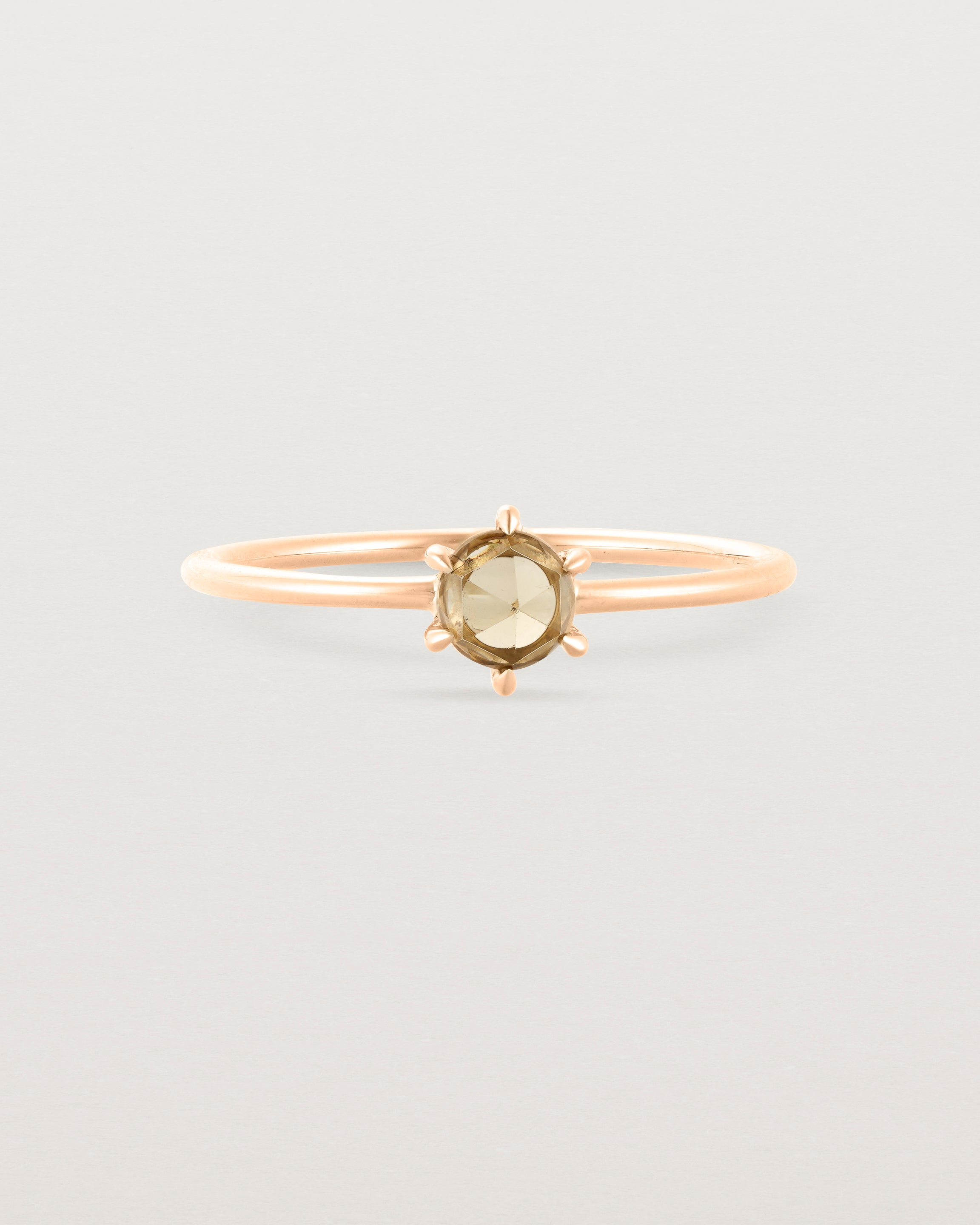 Front view of the Tiny Rose Cut Ring | Honey Quartz | Rose Gold.