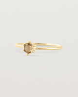 Angled view of the Tiny Rose Cut Ring | Honey Quartz | Yellow Gold.