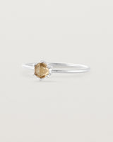 Angled view of the Tiny Rose Cut Ring | Honey Quartz | Sterling Silver.
