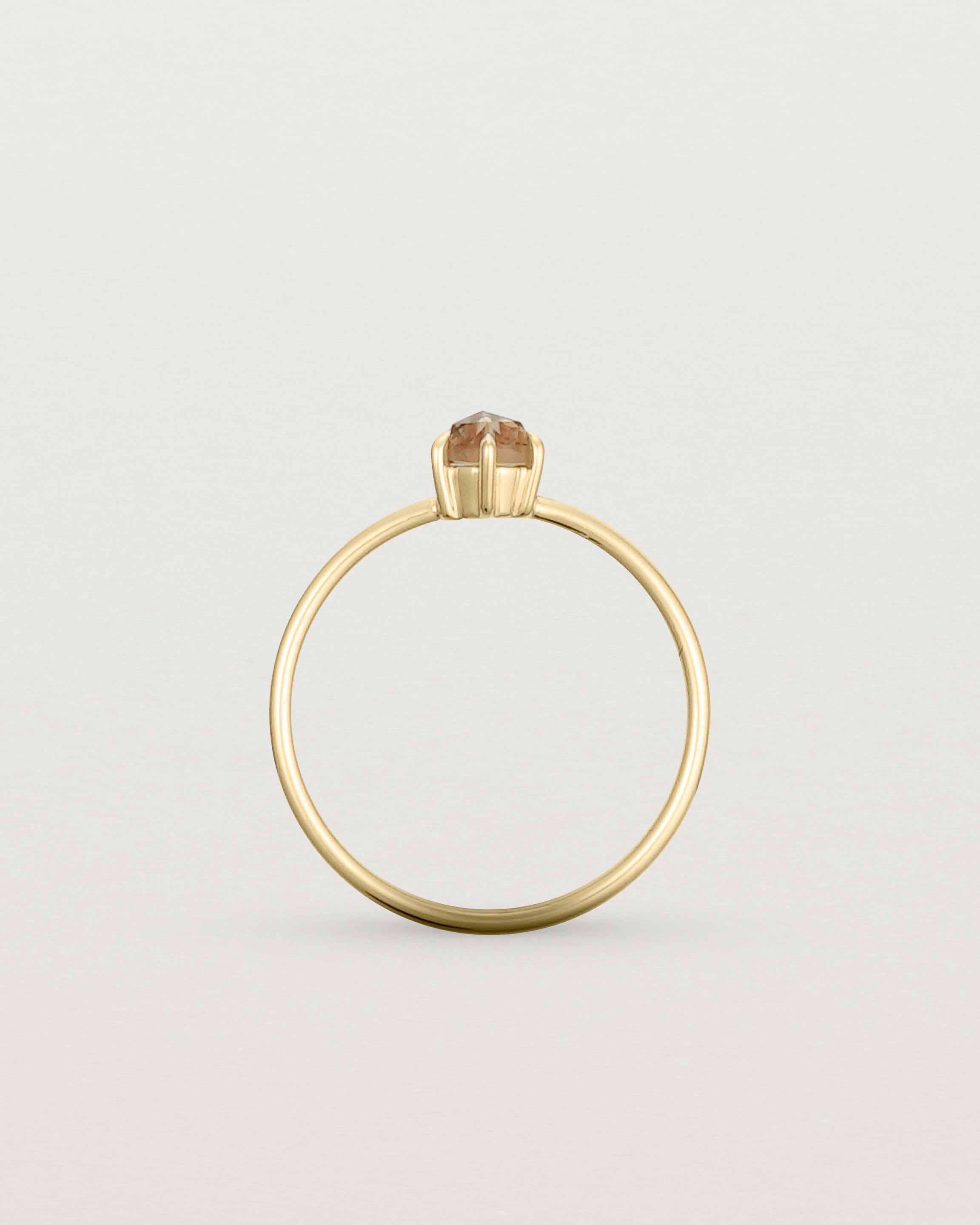 Standing view of the Tiny Rose Cut Ring | Honey Quartz | Yellow Gold.