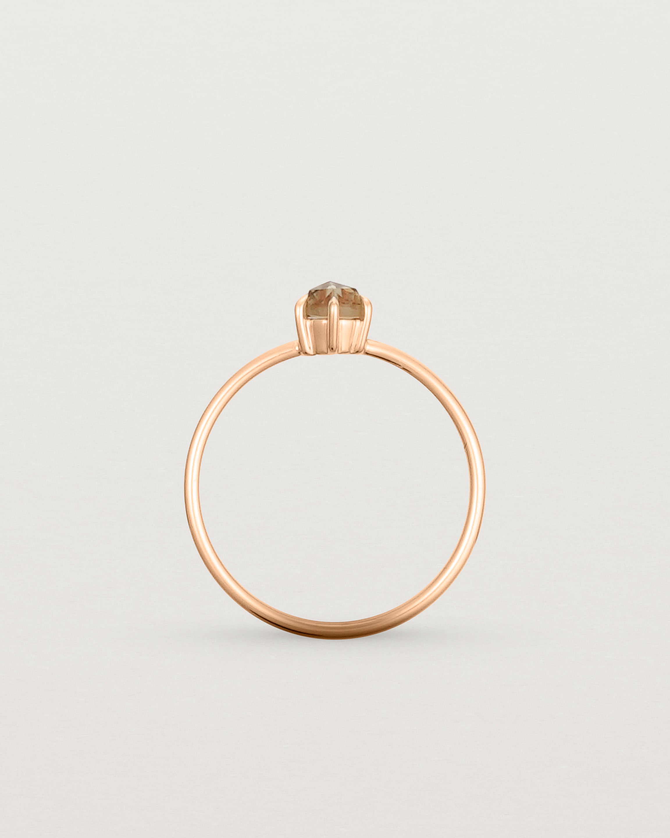 Standing view of the Tiny Rose Cut Ring | Honey Quartz | Rose Gold.