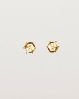 Front view of the Tiny Rose Cut Studs | Honey Quartz in rose gold.