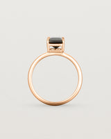 Standing view of the Una Emerald Solitaire | Black Spinel | Rose Gold.