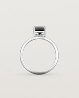 Standing view of the Una Emerald Solitaire | Black Spinel | White Gold.