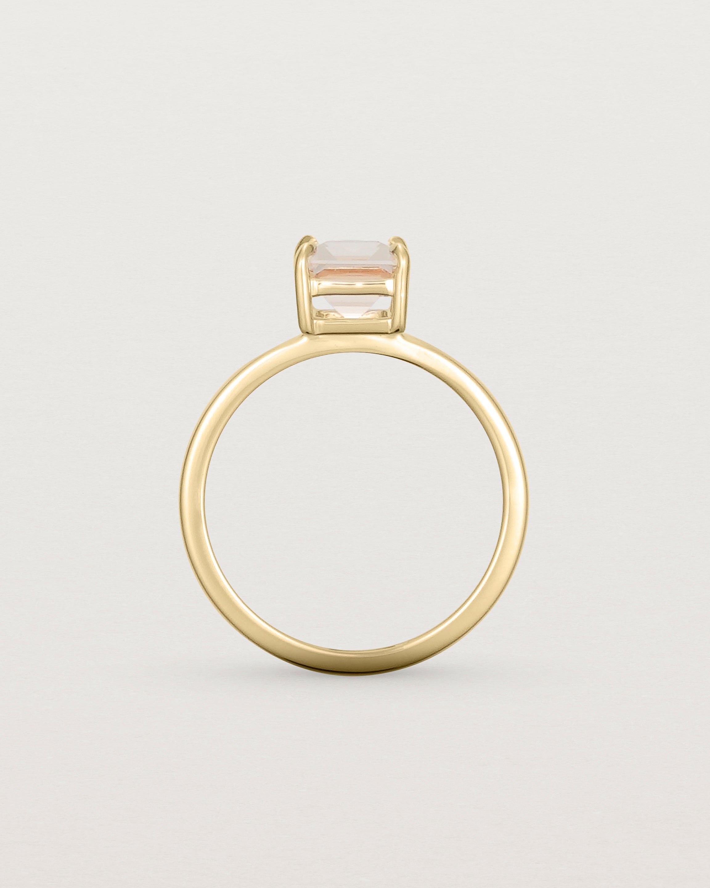 Standing view of the Una Emerald Solitaire | Morganite | Yellow Gold.