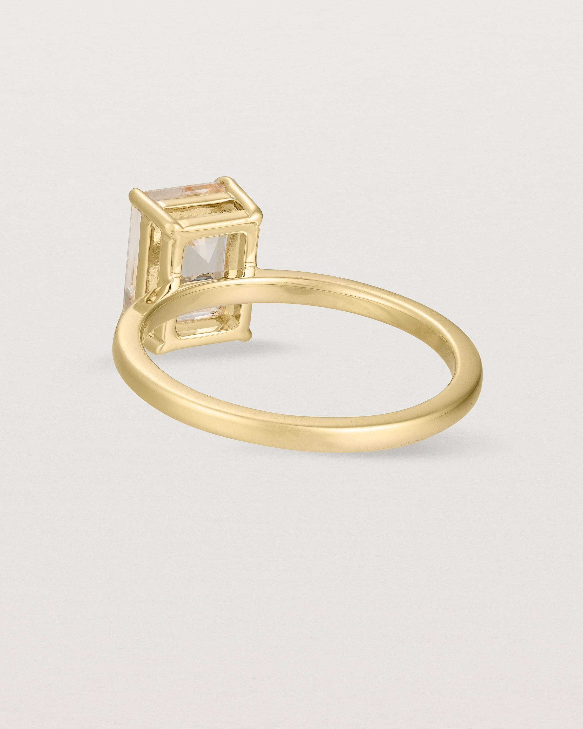 Back view of the Una Emerald Solitaire | Morganite | Yellow Gold.