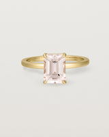 Front view of the Una Emerald Solitaire | Morganite | Yellow Gold.