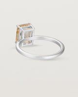 Back view of the Una Emerald Solitaire | Rutilated Quartz | White Gold.