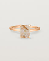 Front view of the Una Emerald Solitaire | Rutilated Quartz | Rose Gold.