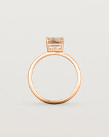 Standing view of the Una Emerald Solitaire | Rutilated Quartz | Rose Gold.