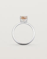 Standing view of the Una Emerald Solitaire | Rutilated Quartz | White Gold.