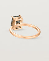 Back view of the Una Emerald Solitaire | Tourmalinated Quartz | Rose Gold.