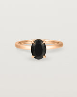 Front view of the Una Oval Solitaire | Black Spinel | Rose Gold.