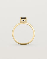 Standing view of the Una Oval Solitaire | Black Spinel | Yellow Gold.