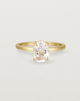 Front view of the Una Oval Solitaire | Morganite | Yellow Gold.