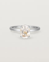 Front view of the Una Oval Solitaire | Morganite | White Gold.