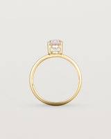 Standing view of the Una Oval Solitaire | Morganite | Yellow Gold.