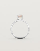 Standing view of the Una Oval Solitaire | Morganite | White Gold.