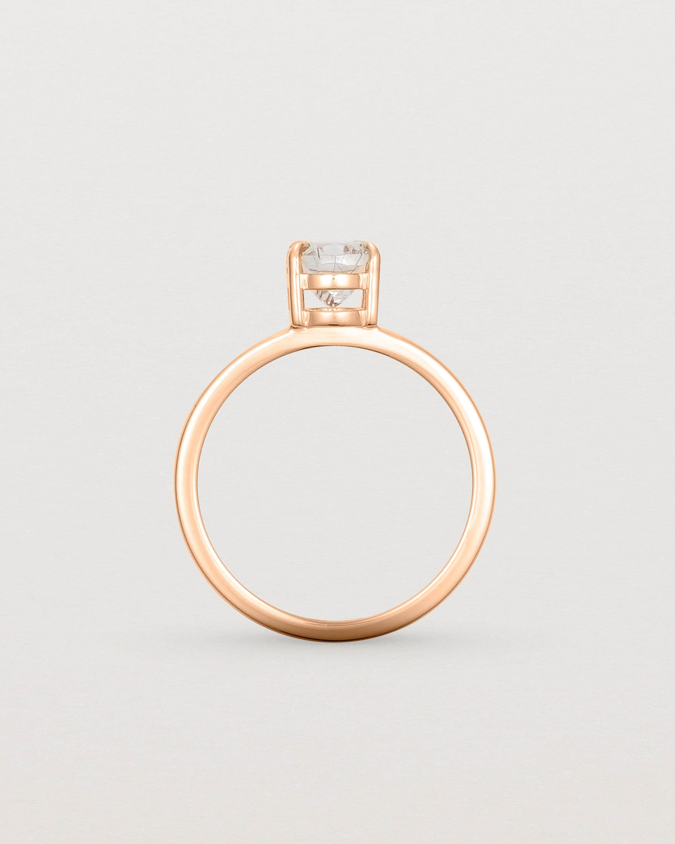 Standing view of the Una Oval Solitaire | Rutilated Quartz | Rose Gold.