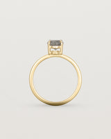 Standing view of the Una Oval Solitaire | Tourmalinated Quartz | Yellow Gold.