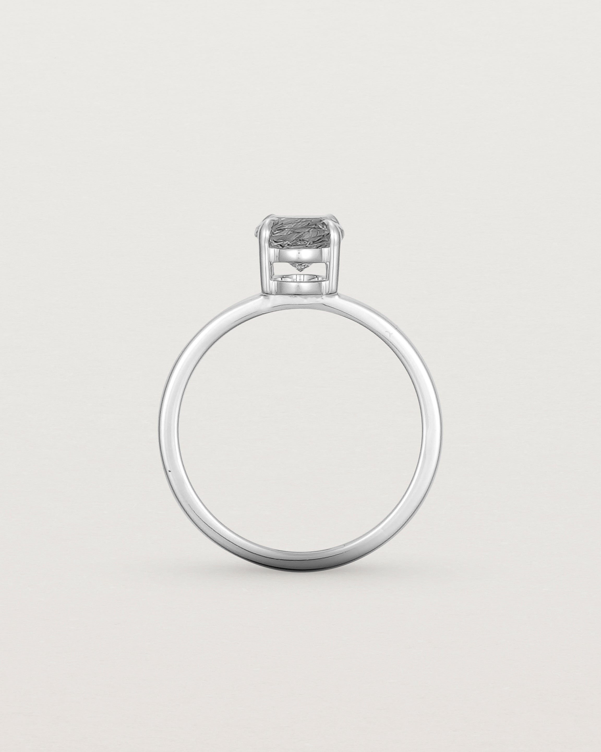 Standing view of the Una Oval Solitaire | Tourmalinated Quartz | White Gold.