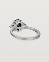 Back view of the Una Oval Trio Ring | Black Spinel & Diamonds | White Gold.