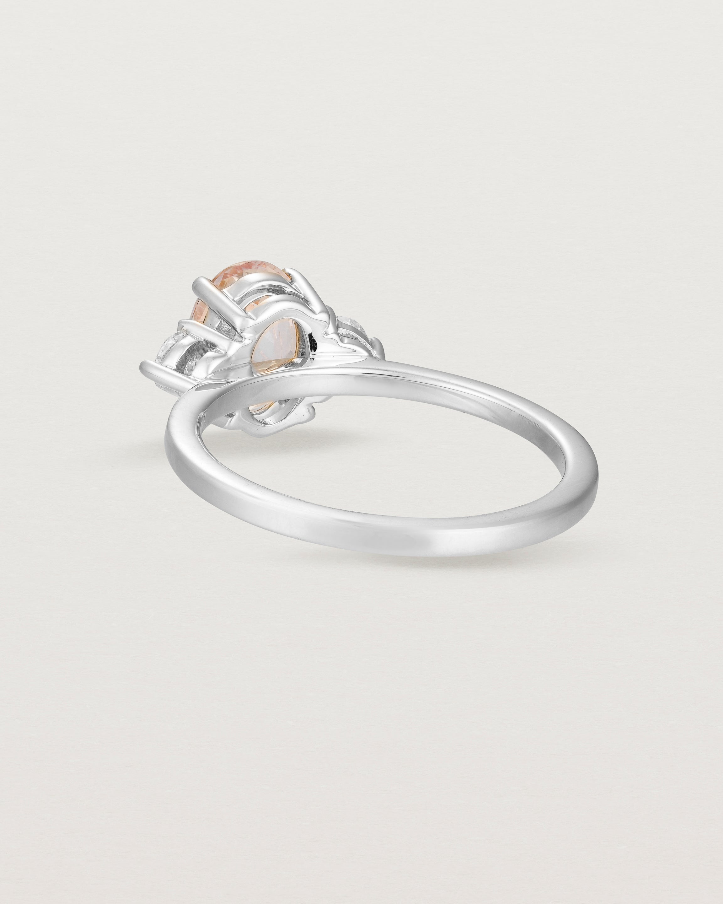 Back view of the Una Oval Trio Ring | Morganite & Diamonds | White Gold.