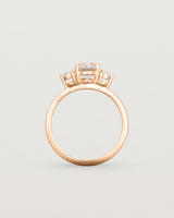 Standing view of the Una Oval Trio Ring | Rutilated Quartz & Diamonds | Rose Gold.