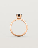 Standing view of the Una Pear Solitaire | Black Spinel | Rose Gold.