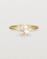 Front view of the Una Pear Solitaire | Morganite | Yellow Gold.