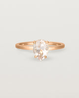 Front view of the Una Pear Solitaire | Morganite | Rose Gold.