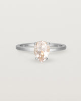 Front view of the Una Pear Solitaire | Morganite | White Gold.