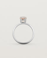 Standing view of the Una Pear Solitaire | Morganite | White Gold.