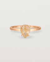Front view of the Una Pear Solitaire | Rutilated Quartz | Rose Gold.