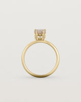 Standing view of the Una Pear Solitaire | Rutilated Quartz | Yellow Gold.