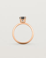 Standing view of the Una Pear Solitaire | Tourmalinated Quartz | Rose Gold.