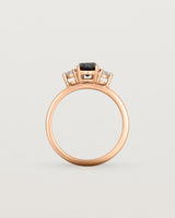 Standing view of the Una Pear Trio Ring | Black Spinel & Diamonds | Rose Gold.