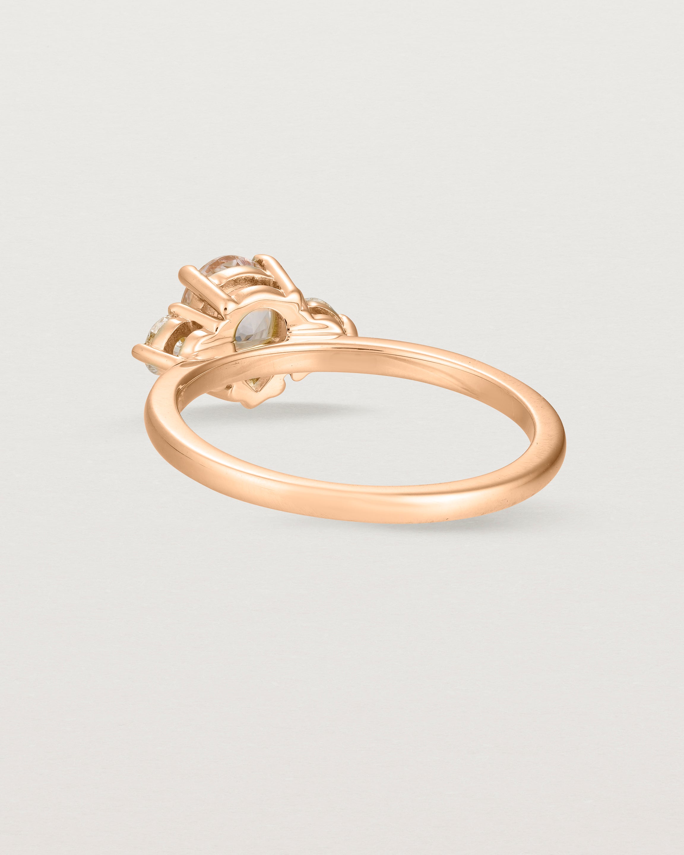 Back view of the Una Pear Trio Ring | Morganite & Diamonds | Rose Gold.