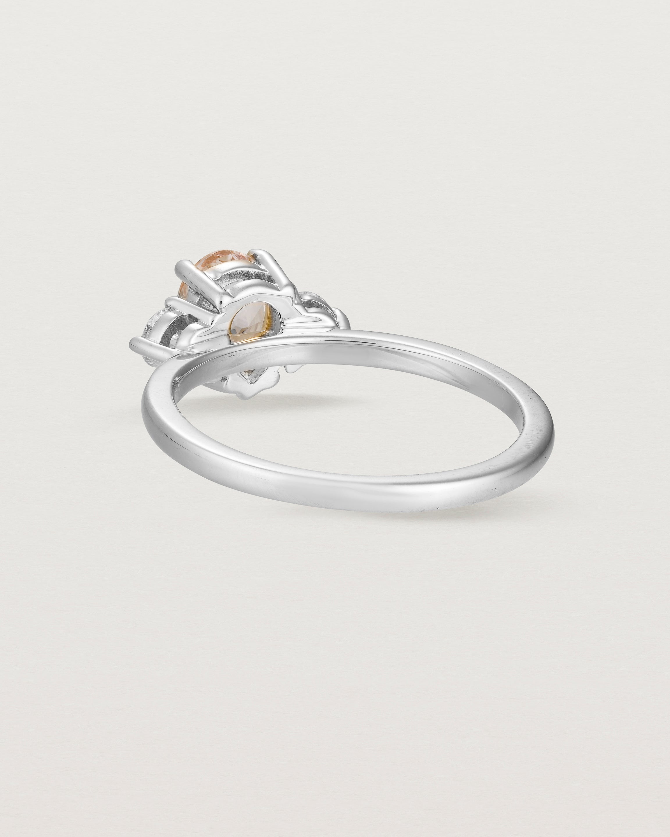 Back view of the Una Pear Trio Ring | Morganite & Diamonds | White Gold.