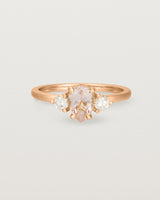 Front view of the Una Pear Trio Ring | Morganite & Diamonds | Rose Gold.