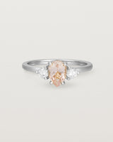 Front view of the Una Pear Trio Ring | Morganite & Diamonds | White Gold.