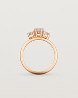 Standing view of the Una Pear Trio Ring | Morganite & Diamonds | Rose Gold.
