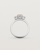 Standing view of the Una Pear Trio Ring | Morganite & Diamonds | White Gold.