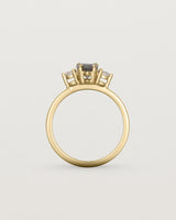 Standing view of the Una Pear Trio Ring | Tourmalinated Quartz & Diamonds | Yellow Gold.