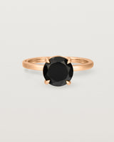 Front view of the Una Round Solitaire | Black Spinel | Rose Gold